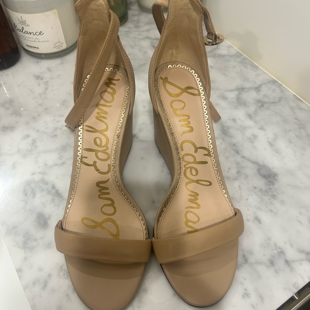 Sam Edelman Beige Wedge Sandals